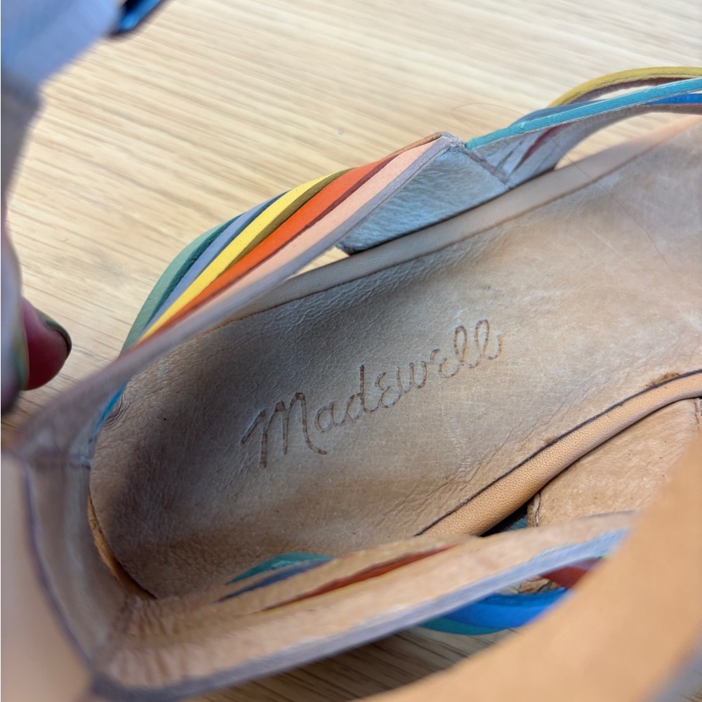 Madewell Sandals Boardwalk Strappy Rainbow Leather Flat Ankle Strap Women Size 9 - Picture 2 of 6
